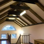 Only the space between the beams can be sewn up with drywall
