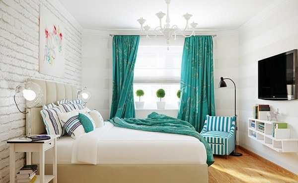 Imitation brick in the bedroom - it looks very stylish