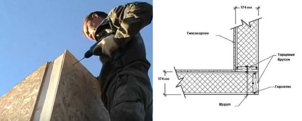 We fasten the corner of the sandwich panels
