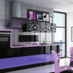 Purple and lilac with black and white kitchen apron