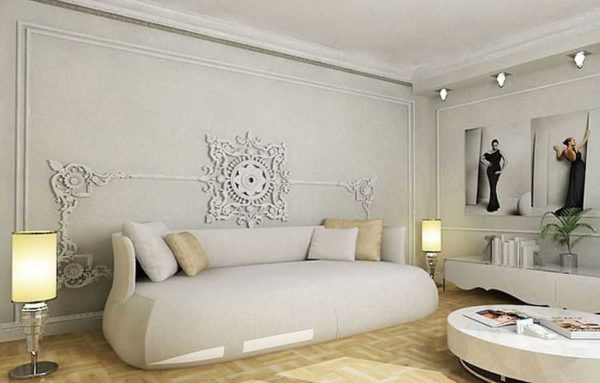 Classics with a modern sound: a kind of panel was made of plaster stucco