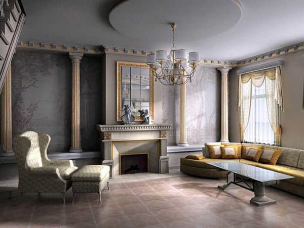 Columns, cornice and painting on the walls - classics of the genre