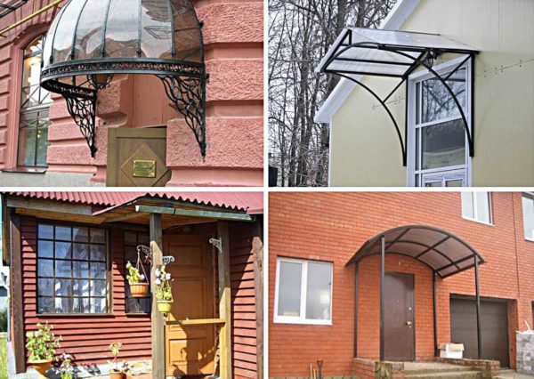 Rolled metal of various types and wood - these are two materials that are used in the construction of a canopy over the porch