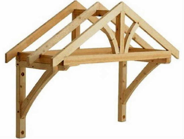 An example of a gable porch with a rafter system