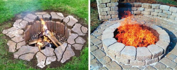 The fireplace can be completely or partially recessed.