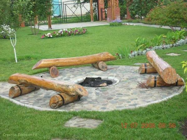 Make seats from logs - in the style of forest fires