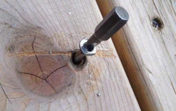 We unscrew the self-tapping screw with the torn off edges (cross)