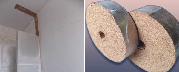 Cork tape to improve sound insulation when installing tongue-and-groove partitions