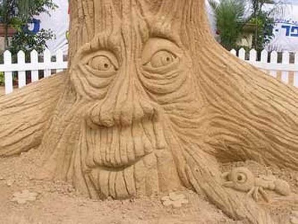 Some kind of a forester made of a withered tree