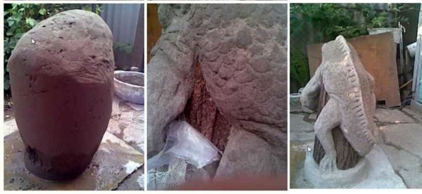 Gradually a figure emerges from the block