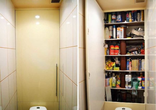 An example of a cabinet design behind a false wall