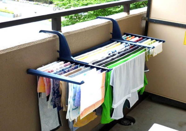 Hanging clothes dryer on the balcony
