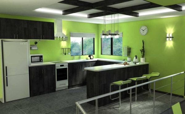 Green walls in the kitchen - you can really feel how much you like it