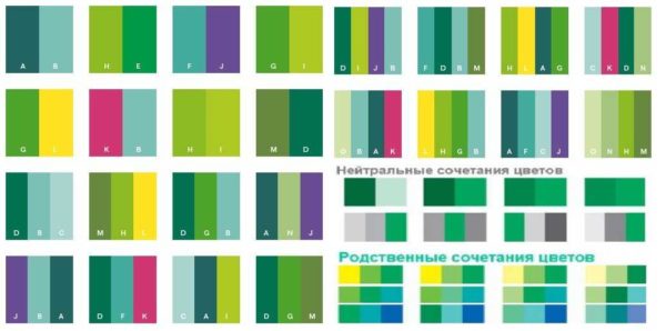 Several options to combine with green colors