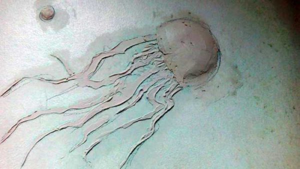 A bas-relief of a jellyfish made of plaster or acrylic putty is not much more difficult to make ...