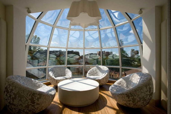 Unusual shaped bay window of a private house