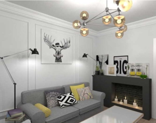 Modern style is also combined with moldings