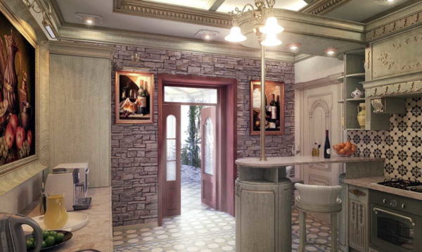 If the ceiling were just white, there would be a clear disharmony - too overloaded walls, and an empty ceiling
