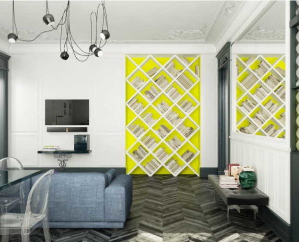 With a competent approach, and in a modern style, moldings, and even patterned elements, are useful