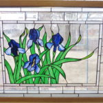 Irises on stained glass