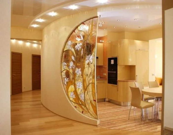 An interesting technique - a semicircular stained glass window