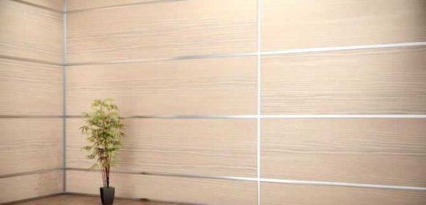 Wall decoration with laminated chipboard panels can have a modern look