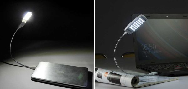 You can connect a small LED lamp to the laptop