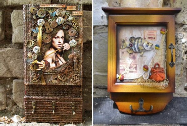 The wall key holder is decorated with anything you like. If you like stones, you can glue them too. There would be a desire