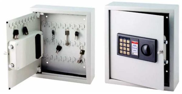 If keys are more expensive than money ... there are key holders with a combination lock