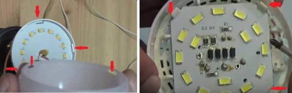 Most of the parts of the LED lamp are held by snaps