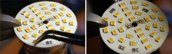 Soldering damaged LEDs