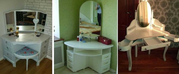 Corner cosmetic tables with mirror