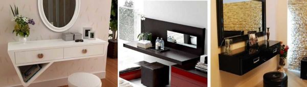 Hanging makeup vanity tables