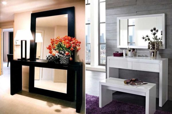 If you are used to painting while standing or do not spend a lot of time, you can put a makeup table in the hallway
