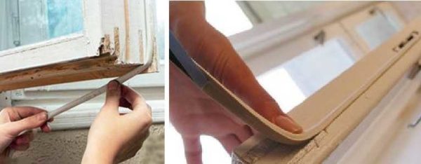 You can glue the seal both to the frame and to the sash. It is important that the window closes normally and does not blow