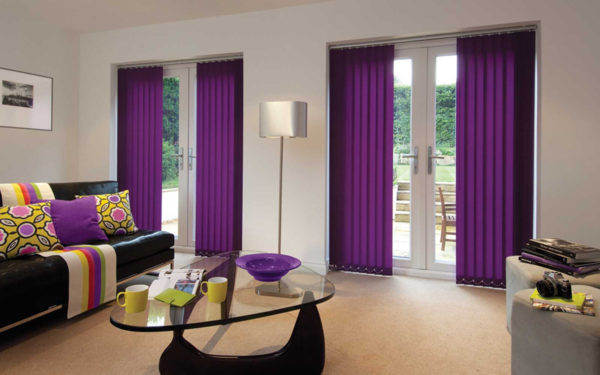 Vertical blinds can be used not only for windows, but also for plastic doors with full glazing