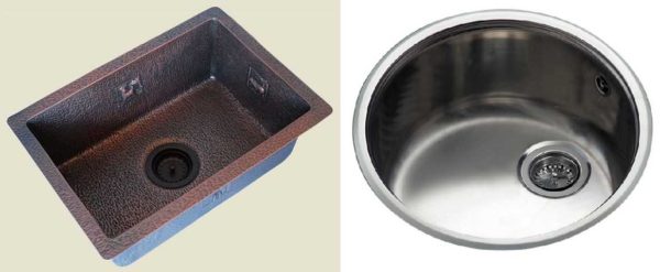 Metal sinks for the kitchen: copper and stainless steel