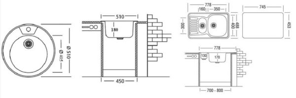 The sink for the kitchen can be of different sizes