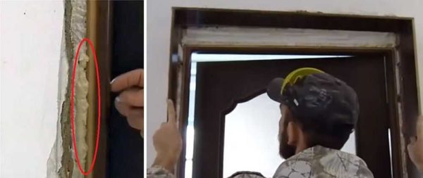 We put in place, after removing the excess of polyurethane foam