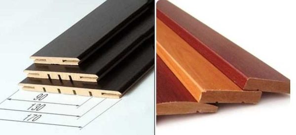 Types of accessories for interior doors: telescopic on the left, ordinary - on the right
