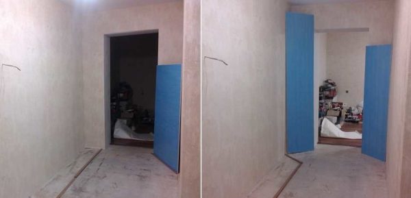 Option for the possible installation of a double-leaf interior door