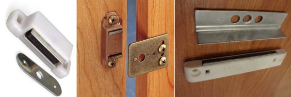 Passive magnetic latches for furniture and interior doors