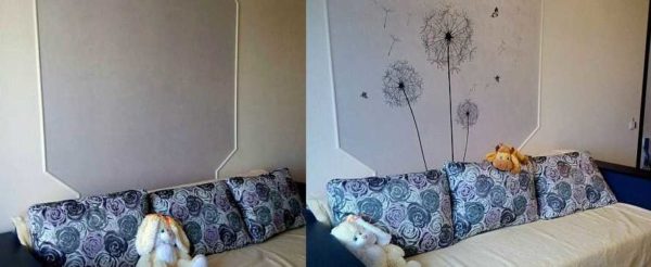 Even the simplest stickers - like dandelions - make the interior more expressive