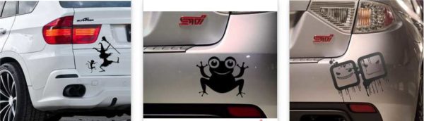 Vinyl car stickers can hide scratches, dents, but not necessarily