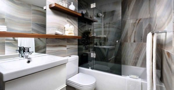 Although we don't associate wood with a bathroom, it looks great here.