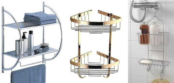Bathroom metal shelves