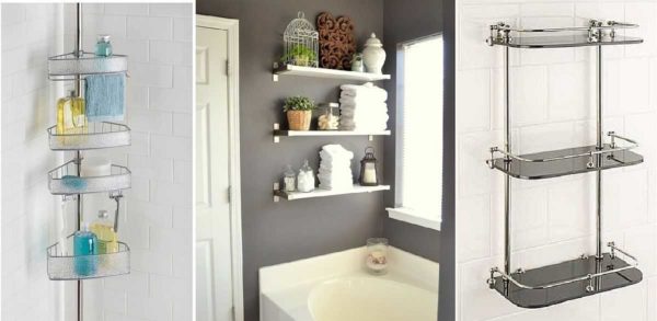 Wall shelf in the bathroom - different designs, different materials