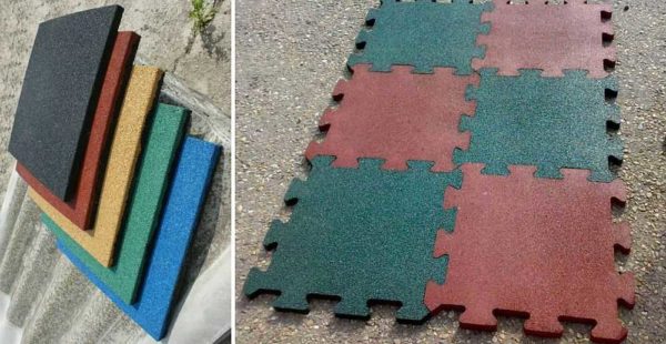 Crumb rubber tiles for playgrounds