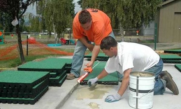 When laying on concrete, use glue