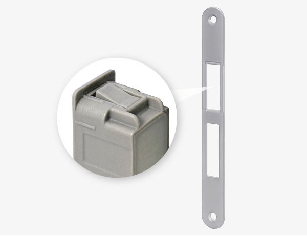 The Easy-Fix XT adjustable magnetic striker facilitates installation and the clamping system secures the insert in the strip